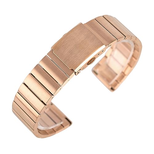 LQXHZ 18 20 22 24 Mm Modisches Edelstahl-Armbanduhrarmband, Verstellbare Uhrenarmbänder, Metallarmreif, Solides Verbindungsarmband + 2 Federstege (Color : Rose Gold, Size : 22mm) von LQXHZ