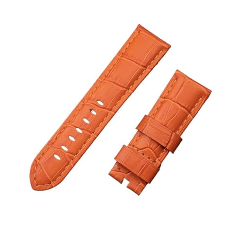 LQXHZ 22mm 24mm 26mm Italien Lederarmband Kompatibel Mit Panerai Uhrenarmband Mit Dornschließe PAM441/111/386 Zubehör(Color:Orange,Size:24MM PAM_BLACK BUCKLE) von LQXHZ