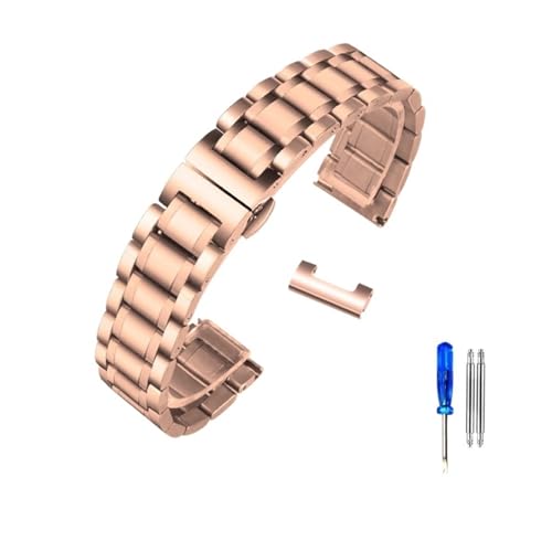 LQXHZ Edelstahl-Armband Mit Gebogenem Ende, Kompatibel Mit Tissot 1853 T035 14/16/17/18/22/24 Mm Uhrenarmband Damen Herren Armband (Color : Rose Gold-Flat, Size : 17mm) von LQXHZ