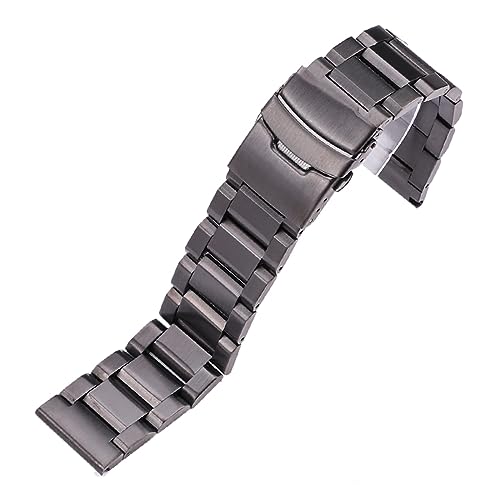 LQXHZ Edelstahl-Uhrenarmband, 18 Mm, 20 Mm, 22 Mm, 24 Mm, Damen- Und Herrenarmband, Schwarz, Silberfarben, Gebürstet (Color : Black, Size : 18mm) von LQXHZ