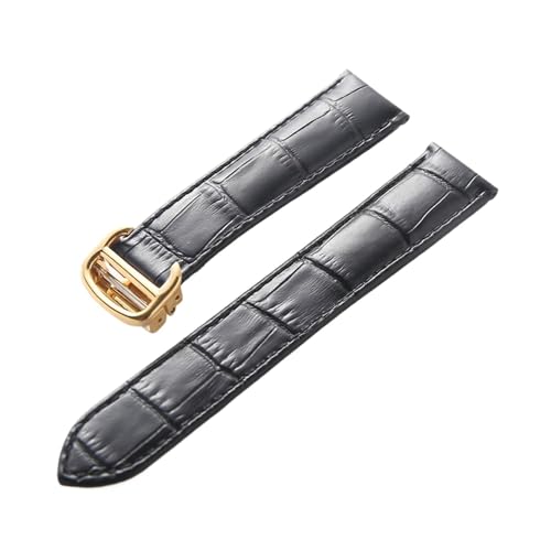 LQXHZ Leder-Uhrenarmband, Erste Schicht, Rindsleder, Kompatibles Tank London-Uhrenarmband, Herren- Und Damenarmband-Zubehör (Color : Black gold buckle, Size : 20mm) von LQXHZ