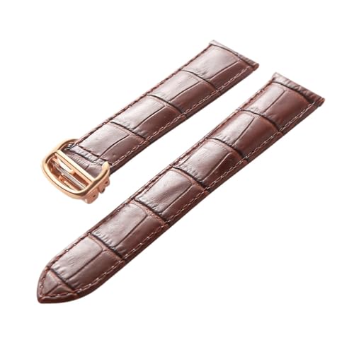 LQXHZ Leder-Uhrenarmband, Erste Schicht, Rindsleder, Kompatibles Tank London-Uhrenarmband, Herren- Und Damenarmband-Zubehör (Color : Brown rose buckle, Size : 18mm) von LQXHZ