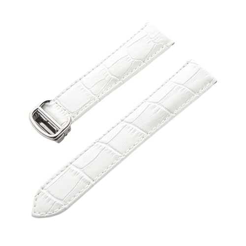 LQXHZ Leder-Uhrenarmband, Erste Schicht, Rindsleder, Kompatibles Tank London-Uhrenarmband, Herren- Und Damenarmband-Zubehör (Color : White, Size : 17mm) von LQXHZ