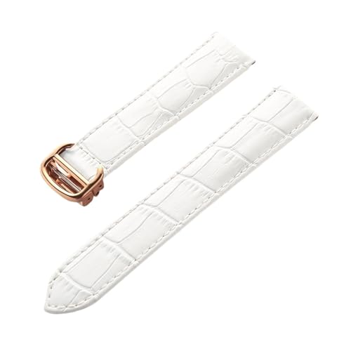 LQXHZ Leder-Uhrenarmband, Erste Schicht, Rindsleder, Kompatibles Tank London-Uhrenarmband, Herren- Und Damenarmband-Zubehör (Color : White rose buckle, Size : 13mm) von LQXHZ