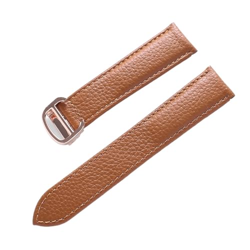 LQXHZ Lederarmband Lychee-Muster, Weiches Leder-Uhrenarmband, Ersatz, Kompatibel Mit Cartier Tank Herren- Und Damenarmband(Color:Brown rose buckle,Size:16mm) von LQXHZ