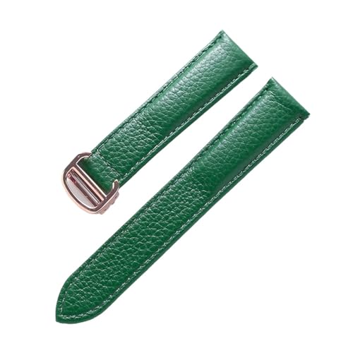 LQXHZ Lederarmband Lychee-Muster, Weiches Leder-Uhrenarmband, Ersatz, Kompatibel Mit Cartier Tank Herren- Und Damenarmband(Color:Green rose buckle,Size:19mm) von LQXHZ