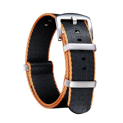 LQXHZ Nylon-Uhrenarmband 18 Mm 20 Mm 22 Mm 24 Mm Dickes Premium-Nylon-Uhrenarmband For Männer Und Frauen, Mehrfarbiges Nato-Stil-Armband (Color : Orange Edge, Size : 22mm) von LQXHZ