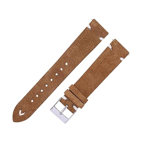 LQXHZ Uhrenarmband aus Wildleder, handgefertigt, für Männer und Frauen, 18 mm / 20 mm, Leder-Uhrenarmband, Wildleder, Braun, 7 Farben, Schnellverschluss-Uhrenarmband, 20 mm, Achat von LQXHZ