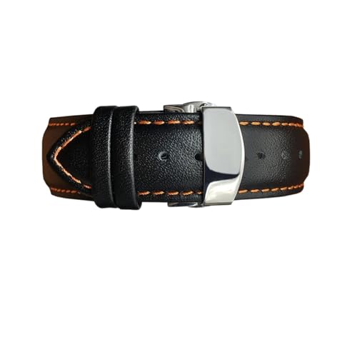 LQXHZ Uhrenarmband aus echtem Leder, 22 mm, 23 mm, 24 mm, gebogenes Ende, kompatibel mit Tissot T035, Schmetterlingsschnalle aus Stahl, Armband aus Kalbsleder, 24mm silver clasp, Achat von LQXHZ