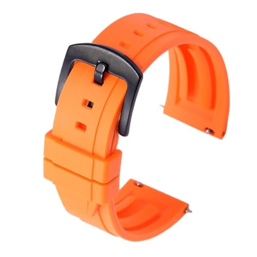 LQXHZ Uhrenarmband aus hochwertigem Fluoro-Gummi, 18 mm, 19 mm, 20 mm, 21 mm, 22 mm, 24 mm, Sport-Armband, schwarz, grün, mit Schnellverschluss, 18mm silver buckle, Achat von LQXHZ