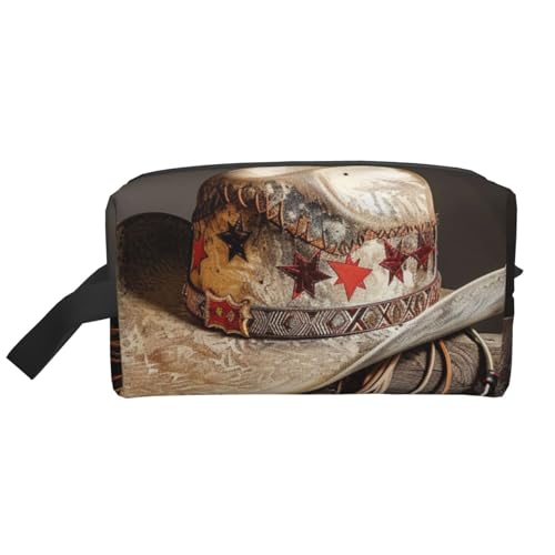 American West Rodeo Hut bedruckte Make-up-Tasche, große Reise-Kosmetiktasche, wasserdichter Kosmetikkoffer, Kulturbeutel, Organizer für Frauen, Mütter und Mädchen, weiß, Einheitsgröße, Kulturbeutel American West Rodeo Hut bedruckte Make-up-Tasche, große Reise-Kosmetiktasche, wasserdichter Kosmetikkoffer, Kulturbeutel, Organizer für Frauen, Mütter und Mädchen, weiß, Einheitsgröße, Kulturbeutel von LRHCNZDCP