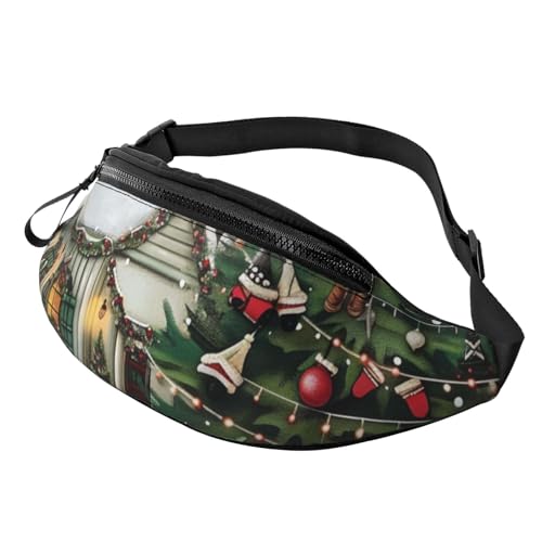 Farmhouse Bauchtasche mit Weihnachtsmotiv, bedruckt, für Damen und Herren, Umhängetasche, Bauchtasche mit verstellbarem Riemen für Wandern, Laufen, Reisen, Radfahren, Schwarz , Einheitsgröße, Farmhouse Bauchtasche mit Weihnachtsmotiv, bedruckt, für Damen und Herren, Umhängetasche, Bauchtasche mit verstellbarem Riemen für Wandern, Laufen, Reisen, Radfahren, Schwarz , Einheitsgröße, von LRHCNZDCP