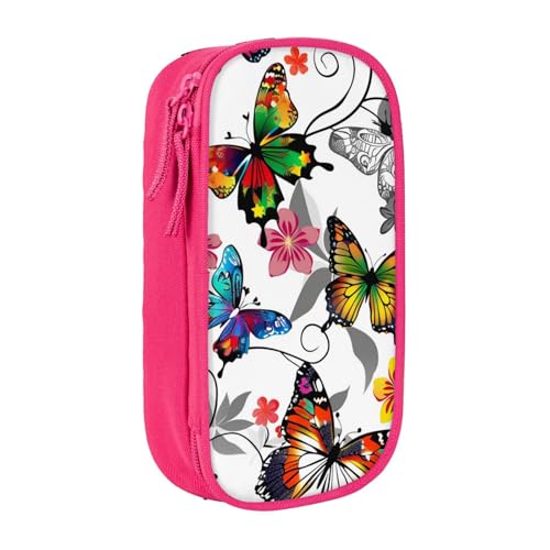 LRHCNZDCP Federmäppchen mit weißem Blumenmuster, bunte Schmetterlinge, Kunstdruck, niedliches Federmäppchen, Stiftebox für Schule, Büro, Schwarz, rose, Einheitsgröße, Schulranzen LRHCNZDCP Federmäppchen mit weißem Blumenmuster, bunte Schmetterlinge, Kunstdruck, niedliches Federmäppchen, Stiftebox für Schule, Büro, Schwarz, rose, Einheitsgröße, Schulranzen von LRHCNZDCP