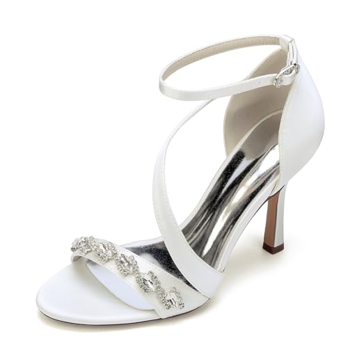 Frauen Offene Zehe Hochzeitsschuhe Für Braut Stiletto High Heel Brautschuhe Knöchelriemen Abschlussball Party Dressy Pumps Sandalen,Elfenbein,37 EU Frauen Offene Zehe Hochzeitsschuhe Für Braut Stiletto High Heel Brautschuhe Knöchelriemen Abschlussball Party Dressy Pumps Sandalen,Elfenbein,37 EU von LRMYMHY