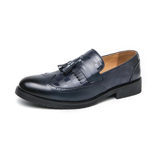 LRMYMHY Herren Vintage Leder Flügelspitze Quaste Brogue Slip-On Kleid Loafer Atmungsaktiv Rauchen Business Hochzeit Party Formelle Schuhe,Blau,39 EU LRMYMHY Herren Vintage Leder Flügelspitze Quaste Brogue Slip-On Kleid Loafer Atmungsaktiv Rauchen Business Hochzeit Party Formelle Schuhe,Blau,39 EU von LRMYMHY