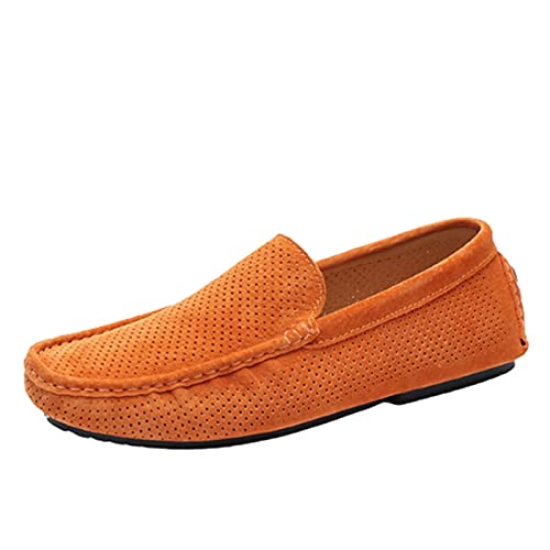 LRUII Loafer, Loafer-Schuhe für Herren, hohl, echtes Leder, Wildleder, Vamp, runde Zehenpartie, flexibel, widerstandsfähig, bequem, weich, zum Anziehen von LRUII