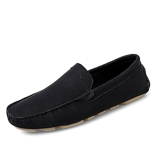 LRUII Loafer-Schuhe, Mokassins für Herren, echtes Leder, Nahtdetails, runde Zehenpartie, Gummisohle, einfach, widerstandsfähig, rutschfest, flexibel, leicht von LRUII