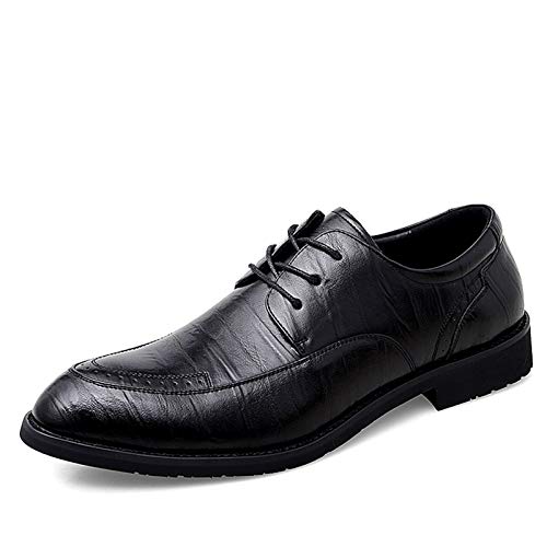 LRUII Oxford-Kleid für Herren, zum Schnüren, runde Schürze, Zehenbereich, Derby-Schuhe, veganes Leder, rutschfest, Blockabsatz, rutschfeste Gummisohle, Business von LRUII