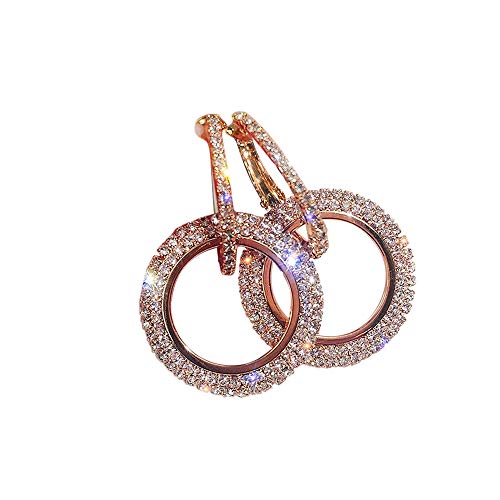 Rosegold Runde Mode Luxus Diamant Ohrringe Glitzer Frauen Gold Silber Ohrringe Big Hoop Ohrringe für Frauen, rose gold, Einheitsgröße von LRWEY