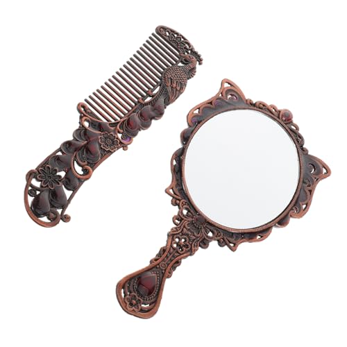 LRXIYODE 1satz Vintage Kosmetikspiegel Set Mit Handspiegel Und Kamm Retro Metall Design Für Unterwegs Für Make-up Und Haarstyling Robuste Und Pflegeleichte Kombination Als Für Frauen LRXIYODE 1satz Vintage Kosmetikspiegel Set Mit Handspiegel Und Kamm Retro Metall Design Für Unterwegs Für Make-up Und Haarstyling Robuste Und Pflegeleichte Kombination Als Für Frauen von LRXIYODE