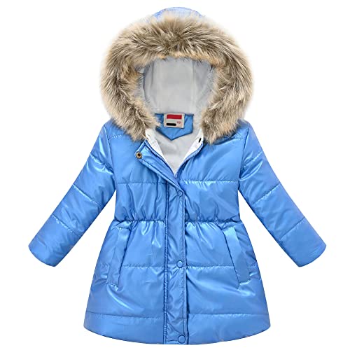 LSHDCER Kinder Winterjacke Mädchen Wintermantel Baumwolle gefuetterte Winter Jacke Warm Kinderjacke Steppjacke, Blau, 122-128 von LSHDCER