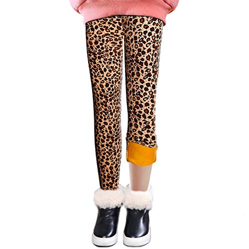 LSHEL Leggins Kinder Mädchen Gefütterte Leggings Herbst Winter Warm Hose Thermohose Thermoleggins, Leopard, 120/3-4 Jahre von LSHEL