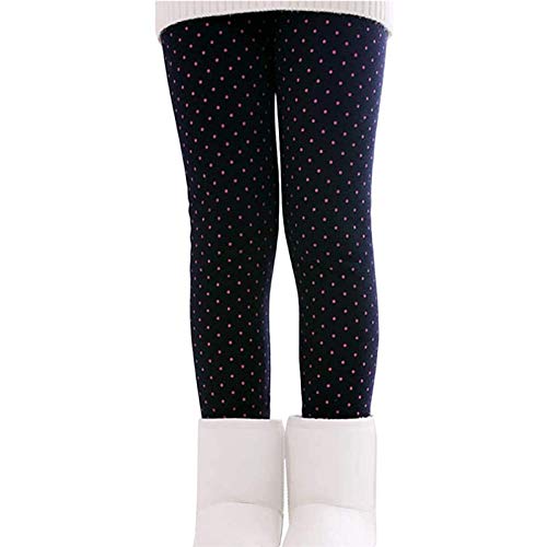 LSHEL Thermoleggings Mädchen Kinder Leggings Gefütterte Leggins Herbst Winter Warm Hose Thermohose, Dunkelblau B, 116(Etikett: 120) von LSHEL