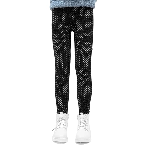 LSHEL Thermoleggings Mädchen Kinder Leggings Gefütterte Leggins Herbst Winter Warm Hose Thermohose, Schwarz, 122-128(Etikett: 130) von LSHEL