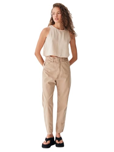 LTB Jeans Damen Jeanshose Calissa B - Jeans Damen mit Reißverschluss und SchrägTaschen, Plissierte Vorderseite und hoher Taille aus Baumwolle - Hell Beige Größe 24/30 LTB Jeans Damen Jeanshose Calissa B - Jeans Damen mit Reißverschluss und SchrägTaschen, Plissierte Vorderseite und hoher Taille aus Baumwolle - Hell Beige Größe 24/30 von LTB Jeans