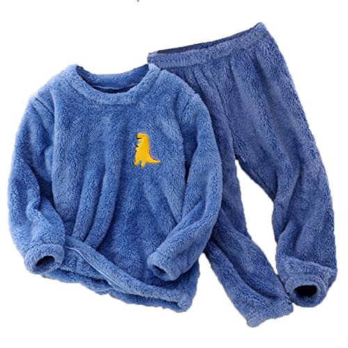 Kleinkind Jungen Mädchen Winter Langarm Cartoon Prints Fleece Pyjamas Tops Hosen 2 STÜCKE Outfits Kleidung Set Polizei Schlafanzug Kinder (Blue, 2-3 Years) von LTWOTEJNG