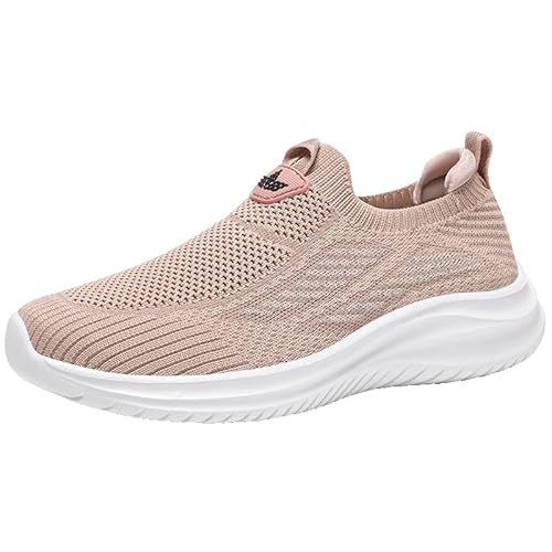 LTWOTEJNG Damen Slip-On Socken-Sneakers Mesh-Schuhe Wanderschuhe Weiche Sohle Freizeitschuhe B Ware Schuhe Damen Orthopädische Schuhe Damen (Red, 37) von LTWOTEJNG