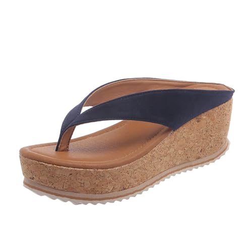 LTWOTEJNG Damen Strand Hausschuhe mit Dicker Sohle Hohle Freizeit Hausschuhe Dicke Sohle Schuhe Retro Sandalen Schuhe Damen Frühling 2022 Damenschuhe Pisa (Blue, 40) von LTWOTEJNG