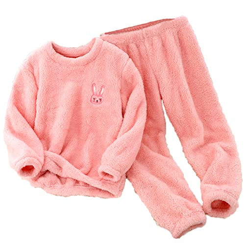 Kleinkind Jungen Mädchen Winter Langarm Cartoon Prints Fleece Pyjamas Tops Hosen 2 STÜCKE Outfits Kleidung Set Polizei Schlafanzug Kinder (Pink, 11-12 Years) von LTWOTEJNG