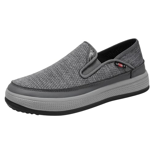 LTWOTEJNG Modische Herren-Sportschuhe für Frühjahr und Sommer, Flache Unterseite, leichtes, atmungsaktives Mesh, zum Reinschlüpfen, bequem, einfarbig, einfach. Eigenschaften: Schuhe Herren (Grey, 45) von LTWOTEJNG