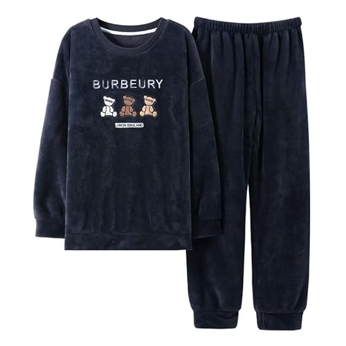 LUBOSE Flanell Herren Pyjama Anzug Warm und bequem Herren Pyjama 2-teiliger Herren Winter Pyjama (L, drei Bären) von LUBOSE