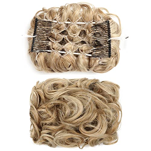 Bun Haarteile Messy Bun Scrunchie Haarteil Synthetische Hochsteckfrisur Curly Hair Bun Extension Comb Clips in Hair Extension Chignon Dish Tray Pferdeschwanz-Haarteile for Frauen Echthaar Haarteil Haa von SUNESA