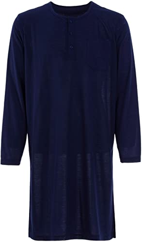LUCKY Herren Nachthemd 1/1 Arm mit Brusttasche Langarm Schlafshirt, Farbe:Navy, Größe:M von Lucky