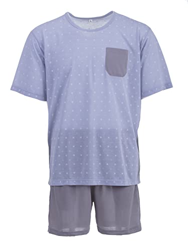 Lucky Herren Pyjama Set 2 TLG. Shorty Sonne Kurzarm Kurze Hose 3XL-5XL, Farbe:grau, Größe:3XL von Lucky