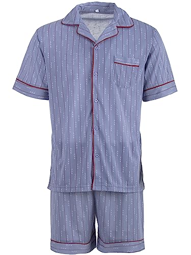 Lucky Herren Pyjama Shorty Schlafanzug Kurzarm Sommer mit Knopfleiste Größe M-XXL, Farbe:hellgrau, Größe:XL von Lucky