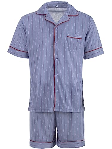 Lucky Herren Pyjama Shorty Schlafanzug Kurzarm Sommer mit Knopfleiste Größe M-XXL, Farbe:hellgrau, Größe:XXL von Lucky