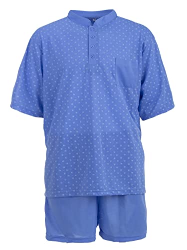 LUCKY Herren Pyjama Shorty Schlafanzug kurzärmelig Knopfleiste Große Größen 3XL-5XL, Farbe:Blau, Größe:5XL von Lucky