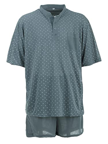 LUCKY Herren Pyjama Shorty Schlafanzug kurzärmelig Knopfleiste Große Größen 3XL-5XL, Farbe:Grün, Größe:3XL von Lucky