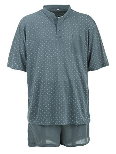 LUCKY Herren Pyjama Shorty Schlafanzug kurzärmelig Knopfleiste Große Größen 3XL-5XL, Farbe:Grün, Größe:5XL von LUCKY