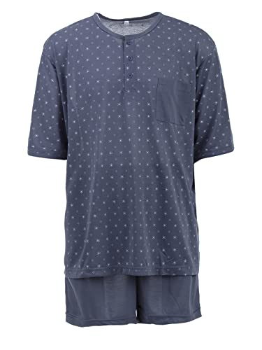 LUCKY Herren Pyjama Shorty Schlafanzug kurzärmelig Übergröße Große Größen 3XL-5XL, Farbe:Anthrazit, Größe:3XL von Lucky