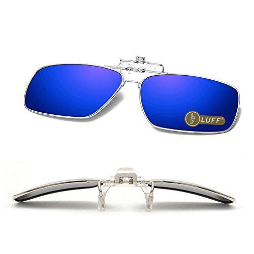 Polarisierte Sonnenbrille mit Clip-on Sonnenbrille für Herren/Damen mit Flip-Up polarisierte Sonnenbrille passt über Brillen/Leser/Outdoor Sports ... (Blau) von LUFF