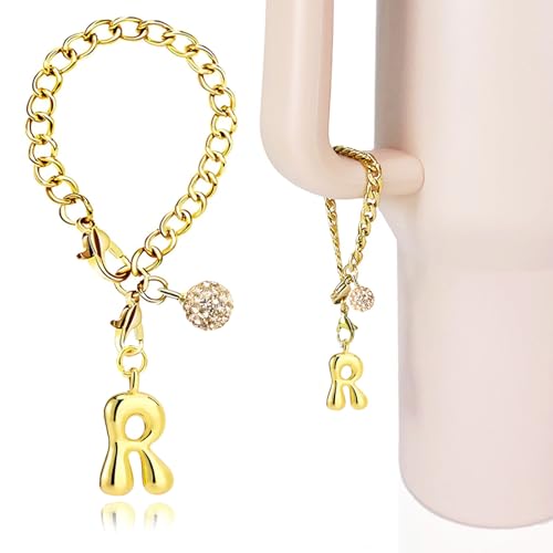 LUHOHI Goldener Buchstaben-Anhänger für Stanley-Cup-Zubehör – Designer-ästhetischer Initialen-niedlicher Anhänger für Frauen, Wasserflasche, Becher, Hydrokrug-Griff, adretter Schmuck, Armbänder LUHOHI Goldener Buchstaben-Anhänger für Stanley-Cup-Zubehör – Designer-ästhetischer Initialen-niedlicher Anhänger für Frauen, Wasserflasche, Becher, Hydrokrug-Griff, adretter Schmuck, Armbänder von LUHOHI