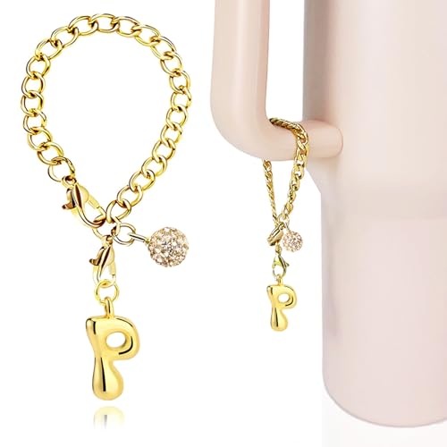 LUHOHI Goldener Buchstaben-Anhänger für Stanley-Cup-Zubehör – Designer-ästhetischer Initialen-niedlicher Anhänger für Frauen, Wasserflasche, Becher, Hydrokrug-Griff, adretter Schmuck, Armbänder LUHOHI Goldener Buchstaben-Anhänger für Stanley-Cup-Zubehör – Designer-ästhetischer Initialen-niedlicher Anhänger für Frauen, Wasserflasche, Becher, Hydrokrug-Griff, adretter Schmuck, Armbänder von LUHOHI