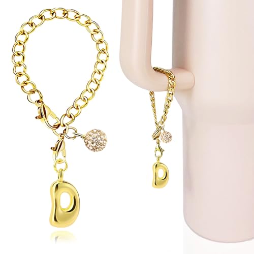 LUHOHI Goldener Buchstaben-Anhänger für Stanley-Cup-Zubehör – Designer-ästhetischer Initialen-niedlicher Anhänger für Frauen, Wasserflasche, Becher, Hydrokrug-Griff, adretter Schmuck, Armbänder LUHOHI Goldener Buchstaben-Anhänger für Stanley-Cup-Zubehör – Designer-ästhetischer Initialen-niedlicher Anhänger für Frauen, Wasserflasche, Becher, Hydrokrug-Griff, adretter Schmuck, Armbänder von LUHOHI