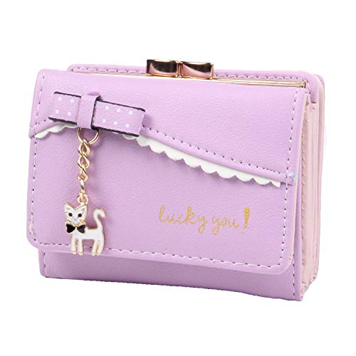 LUI SUI Frauen PU Leder Brieftasche Nette Katze Tier Kartenhalter Organizer Kleine Geldbörse Quaste Reißverschluss für Damen und Mädchen von LUI SUI