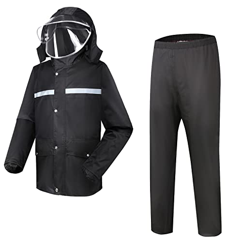 LUI SUI Herren Regenanzug Wasserdichte Jacke Hosenanzug Regenmantel Unisex Regenjacke Outdoor Anti-Sturm Kapuze Regenbekleidung mit sicheren reflektierenden Streifen LUI SUI Herren Regenanzug Wasserdichte Jacke Hosenanzug Regenmantel Unisex Regenjacke Outdoor Anti-Sturm Kapuze Regenbekleidung mit sicheren reflektierenden Streifen von LUI SUI